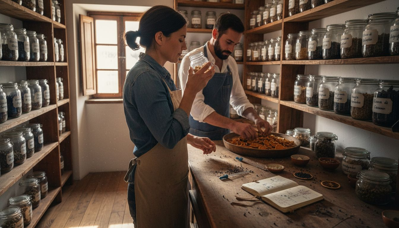 Gli addetti della distilleria scelgono con cura le botaniche che daranno carattere al gin.