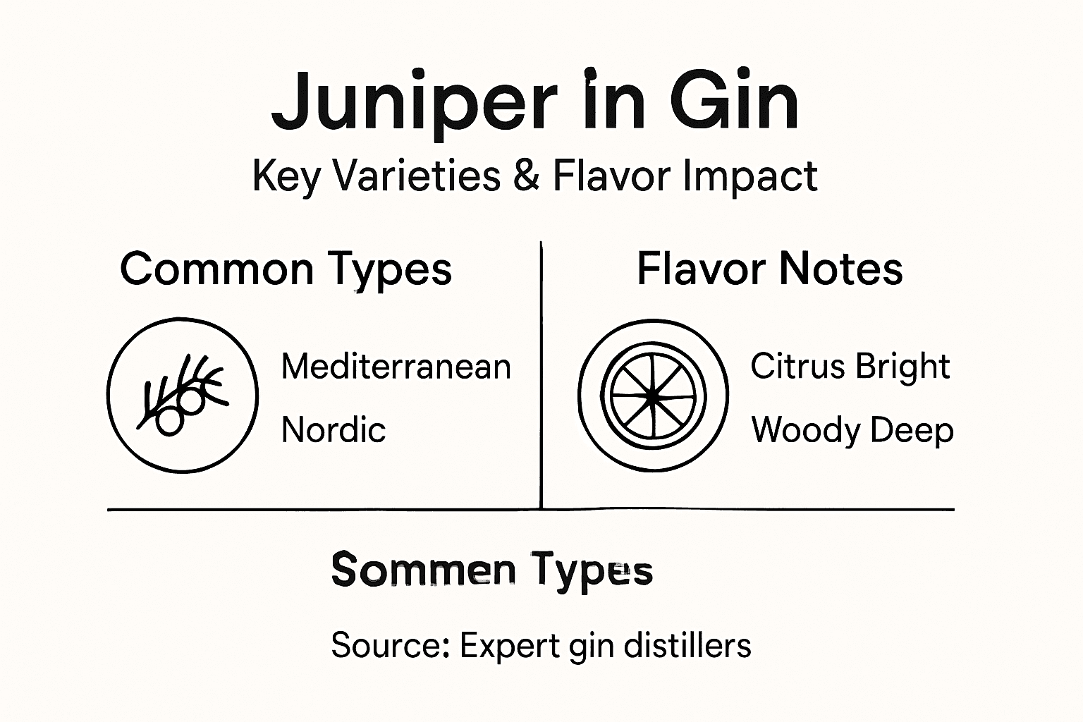 Infographic of juniper varieties and flavor notes in gin