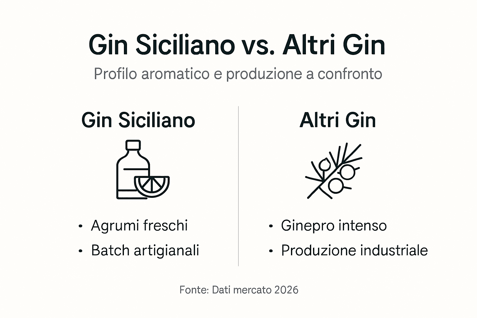 Infografica: il gin siciliano a confronto con gli altri gin