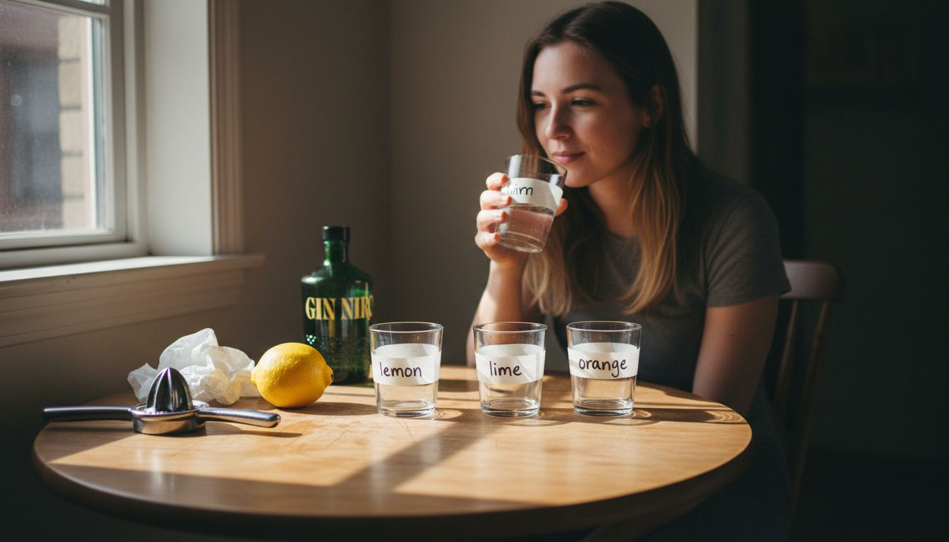 Tasting gin with different citrus types