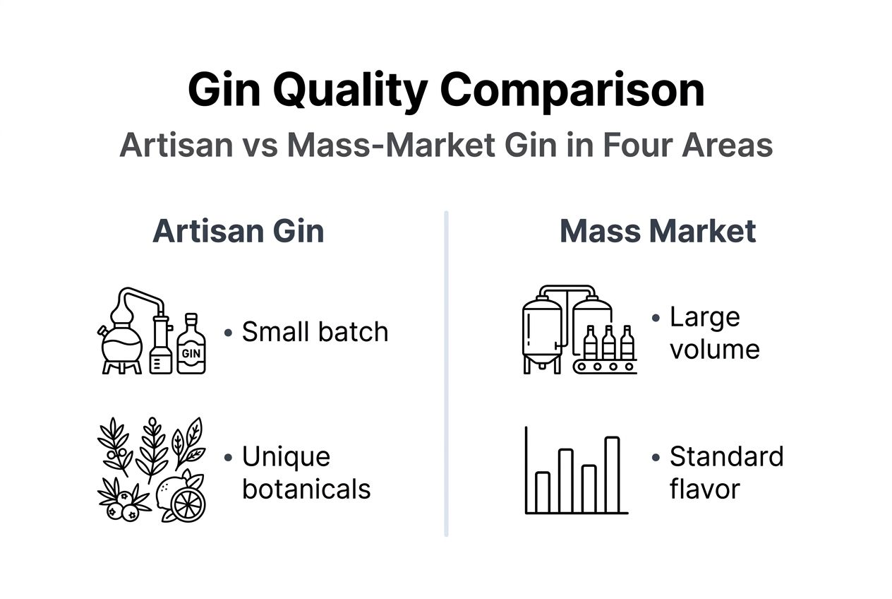 Infographic comparing artisan and mass-market gin