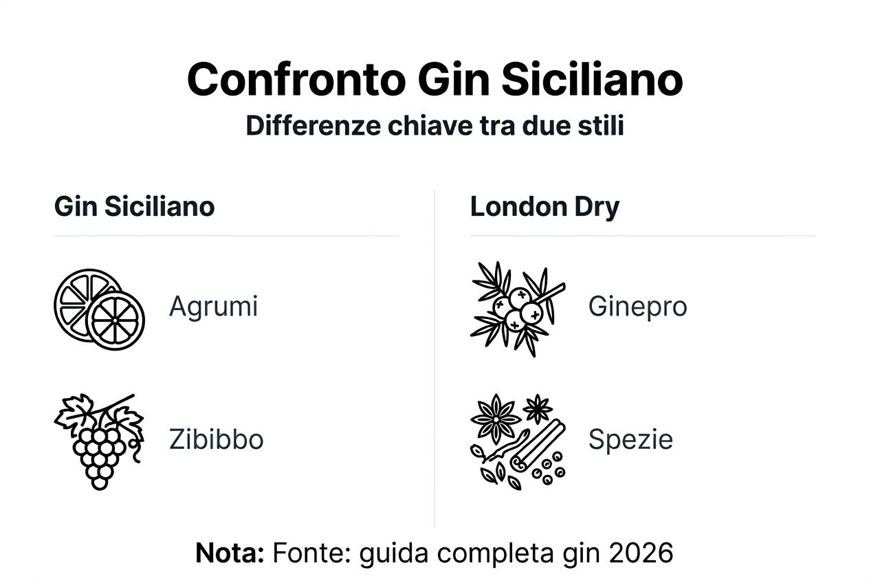 Infografica: il confronto tra gin siciliano e London Dry