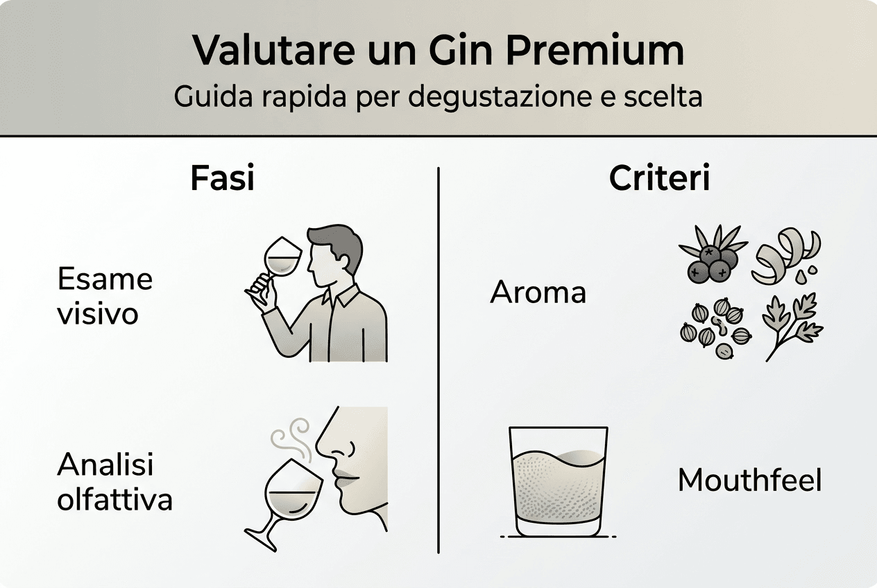 Guida visiva alla valutazione e degustazione dei gin premium