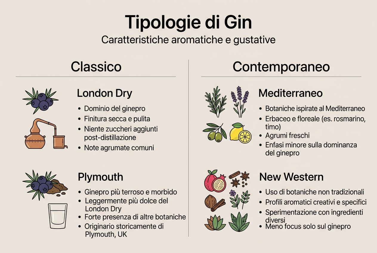 Infografica: le principali varietà di gin a confronto