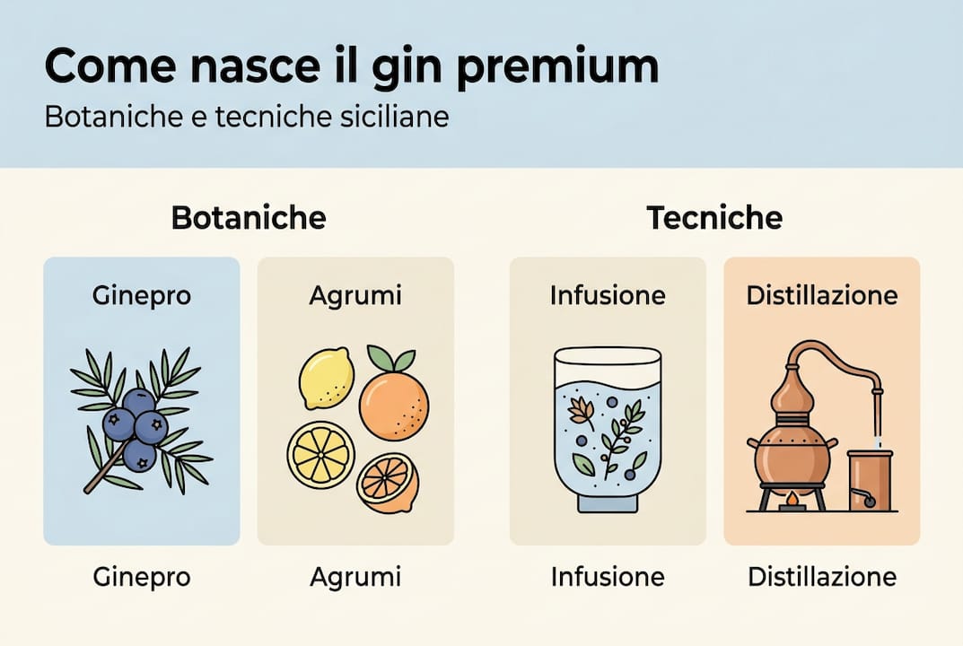 Il percorso di creazione di un gin premium siciliano, raccontato in un’infografica