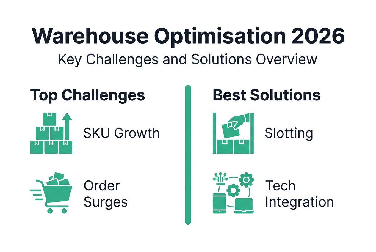 Infographic with warehouse challenges and solutions