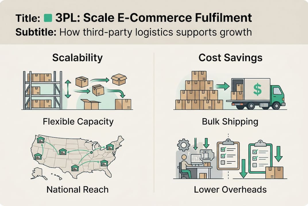 Infographic showing 3PL benefits and key features