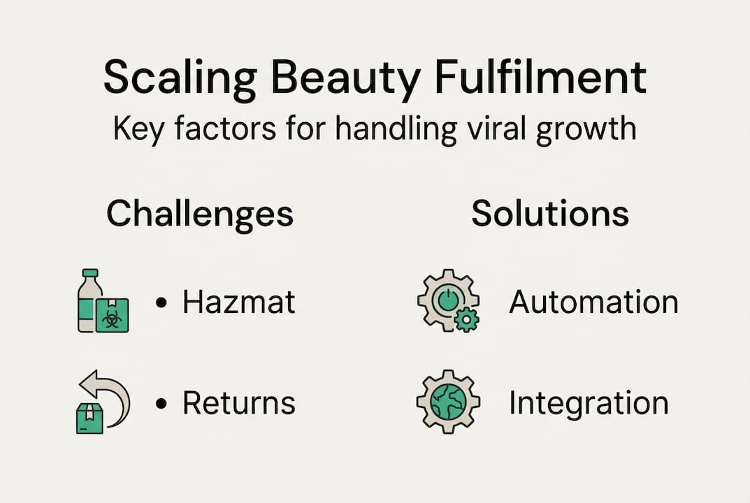 Infographic showing cosmetic fulfilment challenges and solutions