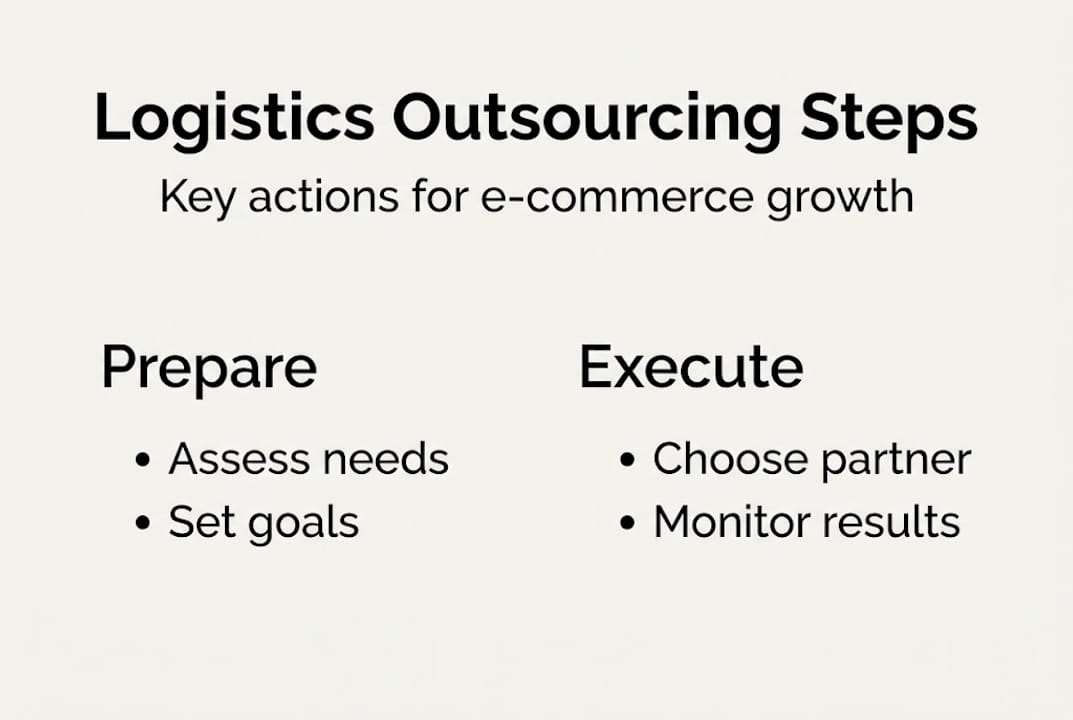 Infographic showing four steps of logistics outsourcing