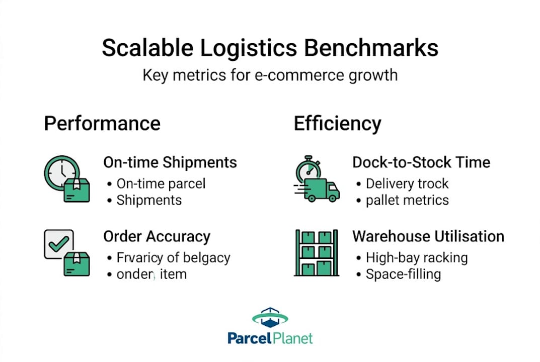 Infographic showing scalable logistics benchmarks