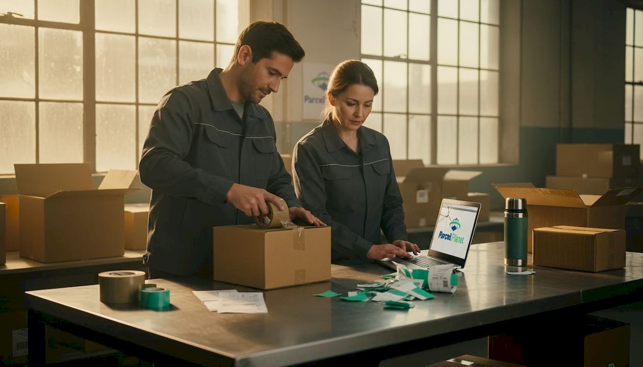 Team packing orders in mid-size warehouse