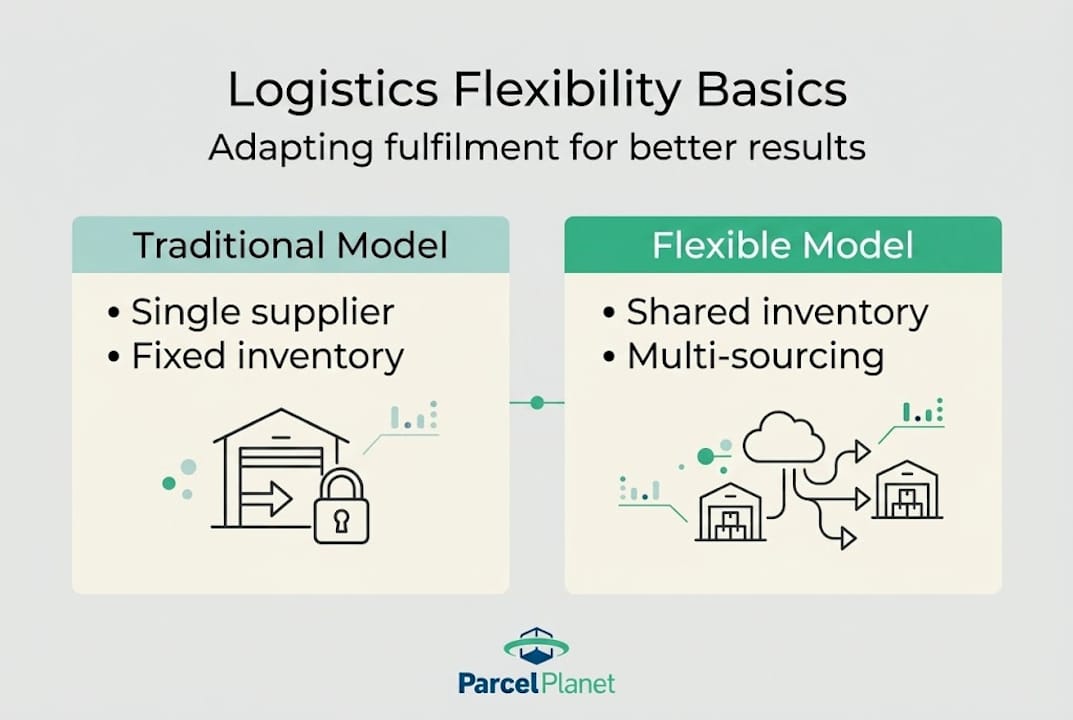 Infographic comparing rigid and flexible logistics