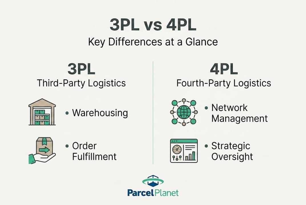 Infographic on main differences between 3PL and 4PL