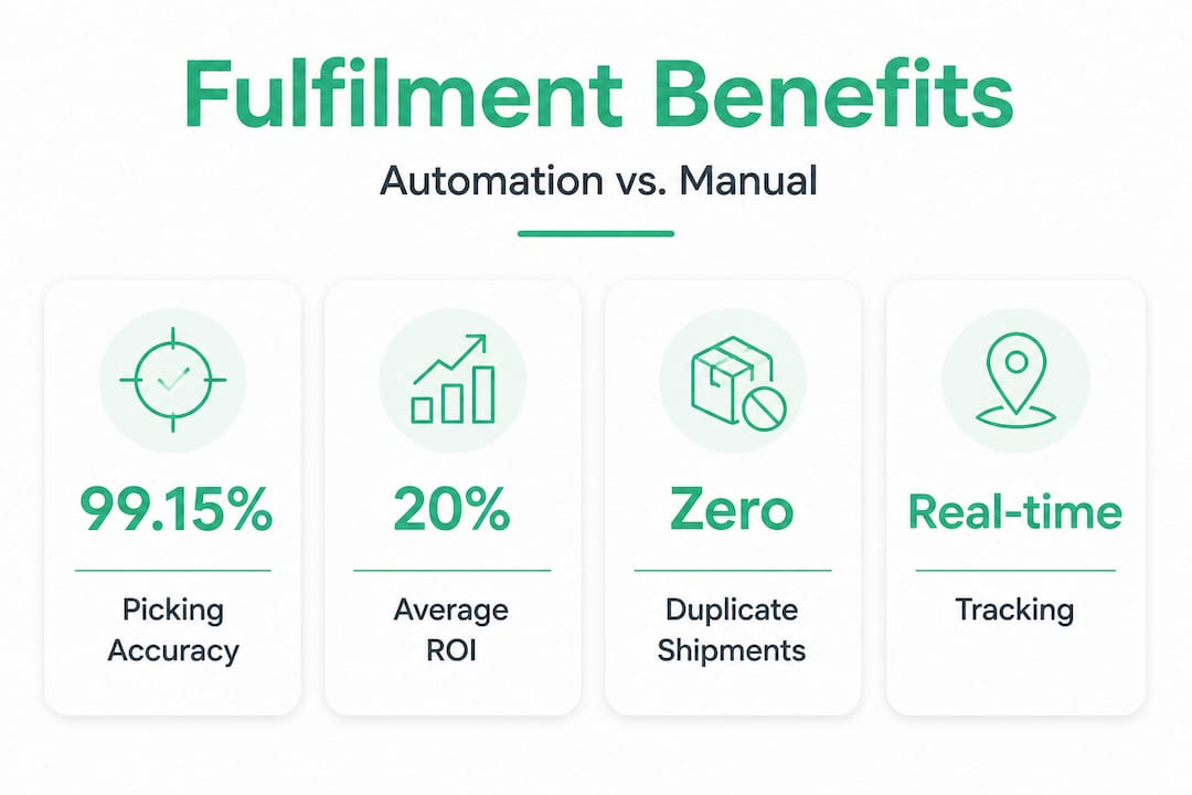 Infographic highlighting fulfilment accuracy, ROI, and tracking stats