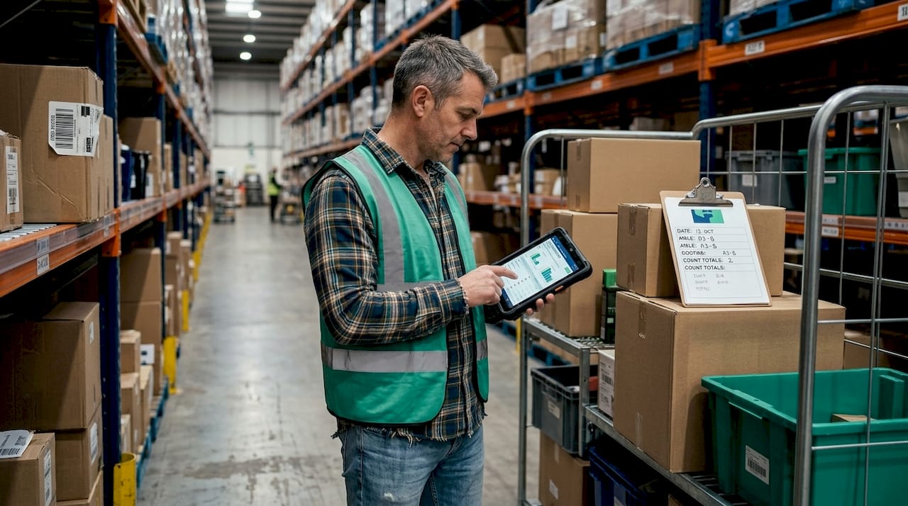 Warehouse supervisor managing scalable logistics