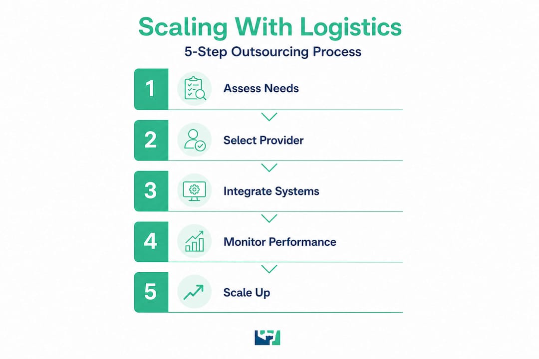 Infographic outlining e-commerce logistics outsourcing steps