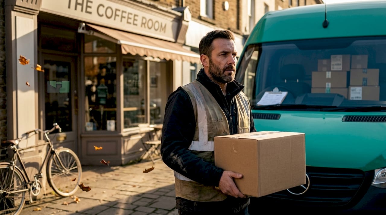 Courier making urban last-mile delivery