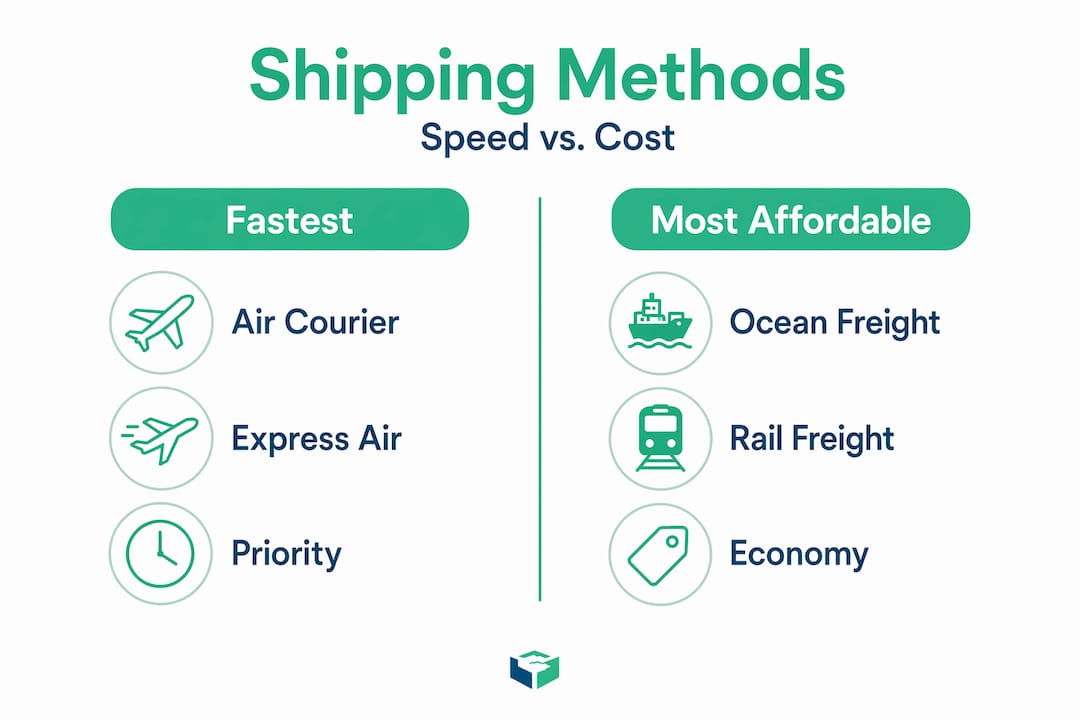 Infographic comparing fastest and most affordable shipping methods
