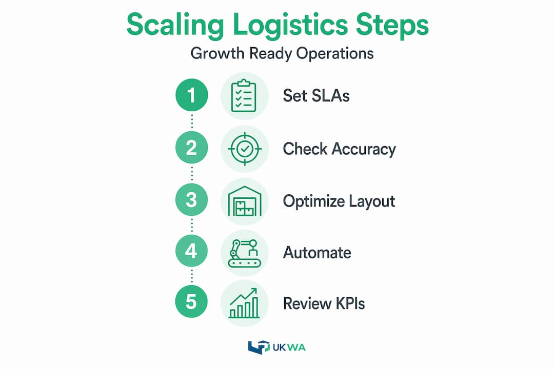 Infographic showing logistics scaling steps
