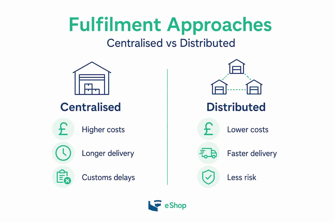 Infographic comparing centralised and distributed fulfilment