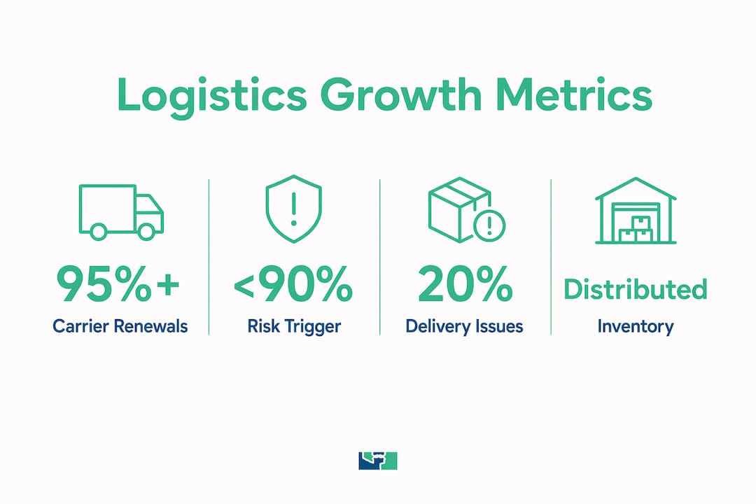 Infographic showing key logistics metrics for brand growth