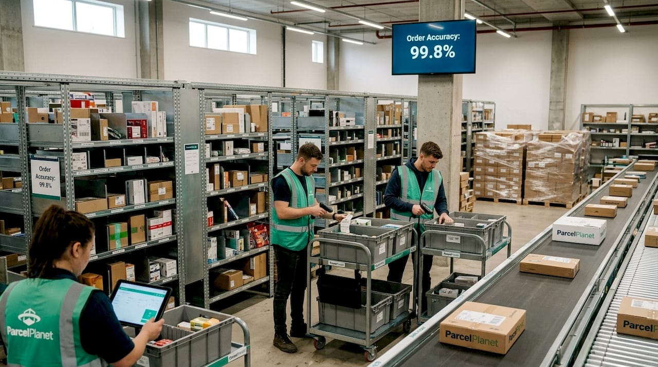 Inside view of busy micro-fulfilment centre