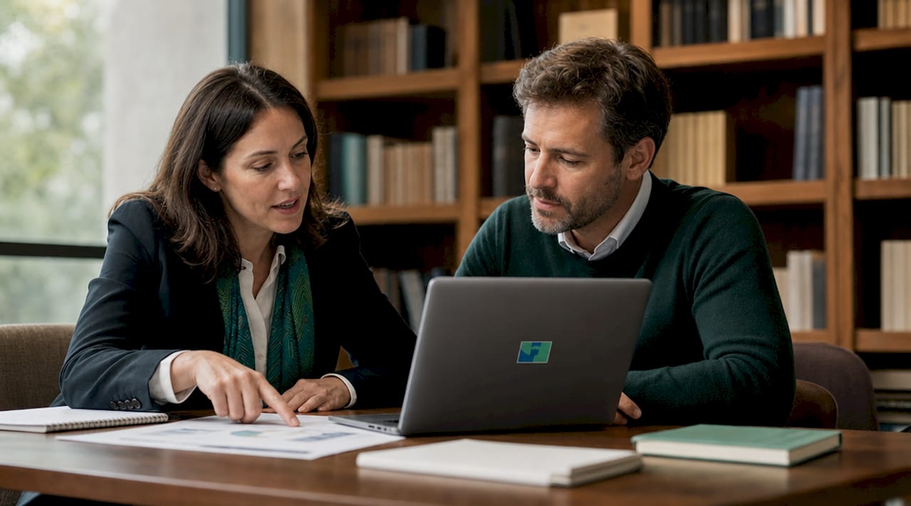 Two professionals discussing carrier evaluation