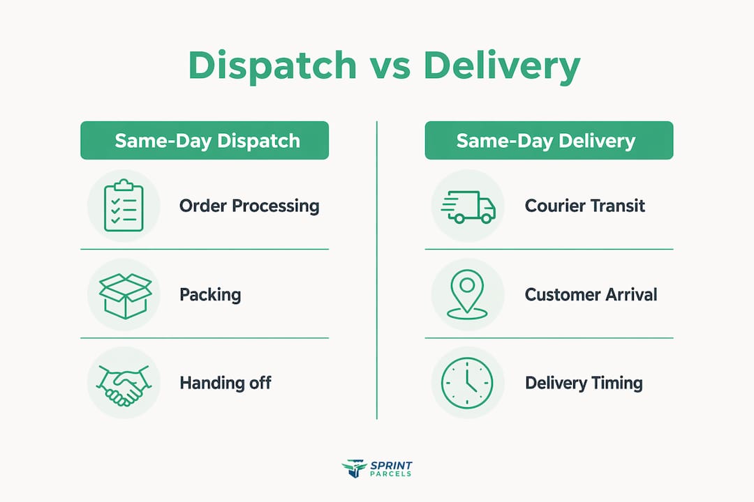 Infographic comparing same-day dispatch and delivery