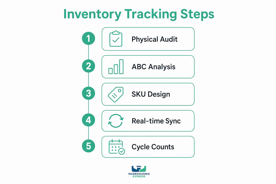 Infographic illustrating key inventory tracking steps