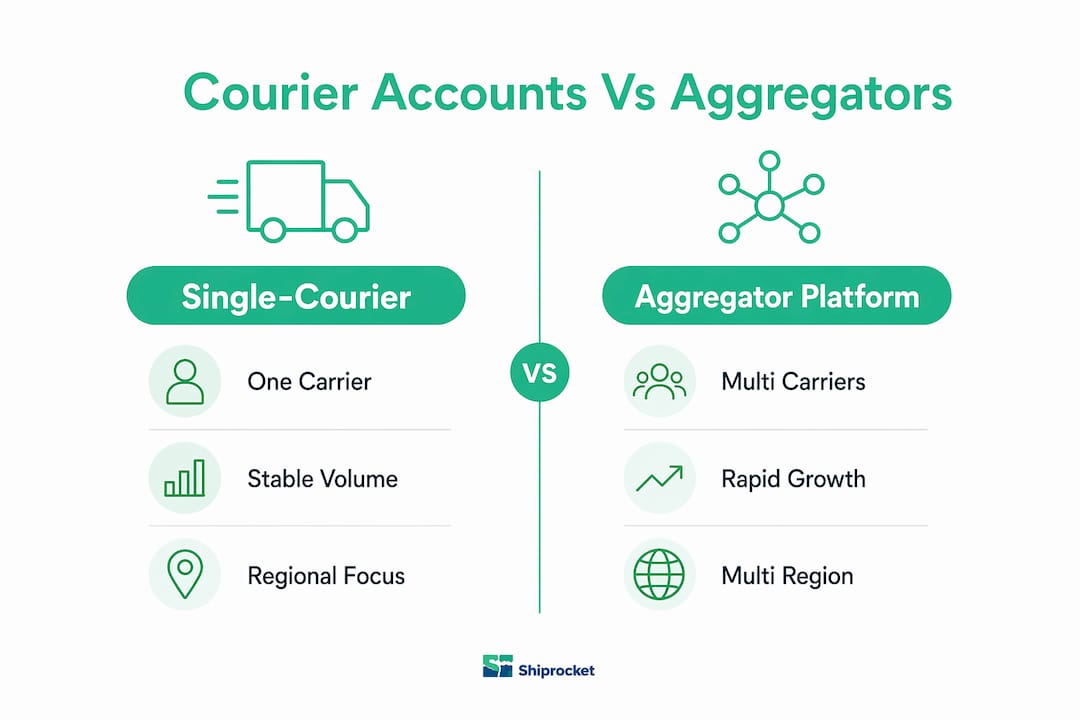 Comparison infographic of courier accounts and aggregator platforms