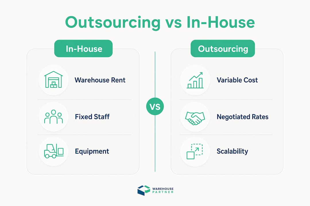 Comparison infographic of outsourcing and in-house shipping costs