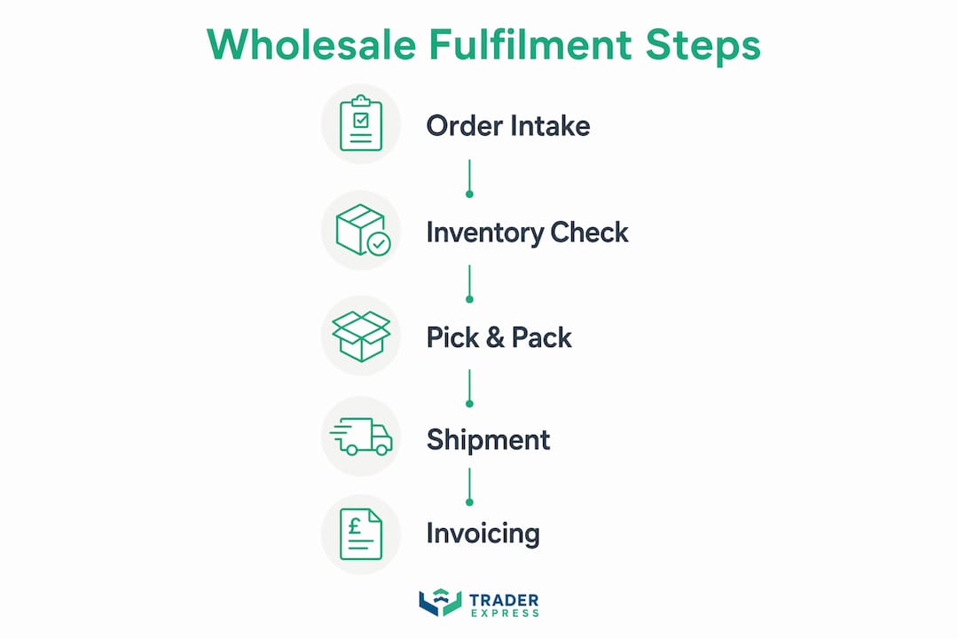 Infographic showing key wholesale fulfilment process steps