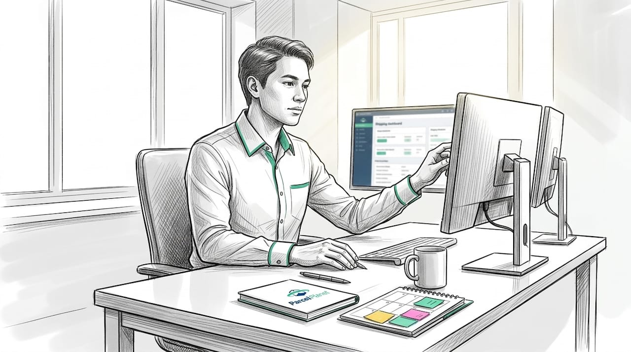 Close-up of logistics specialist arranging shipping details