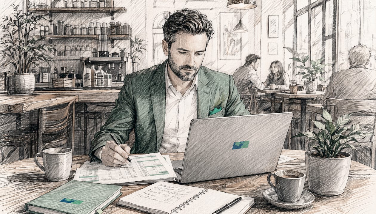 Business owner reviewing fulfilment options at home office desk