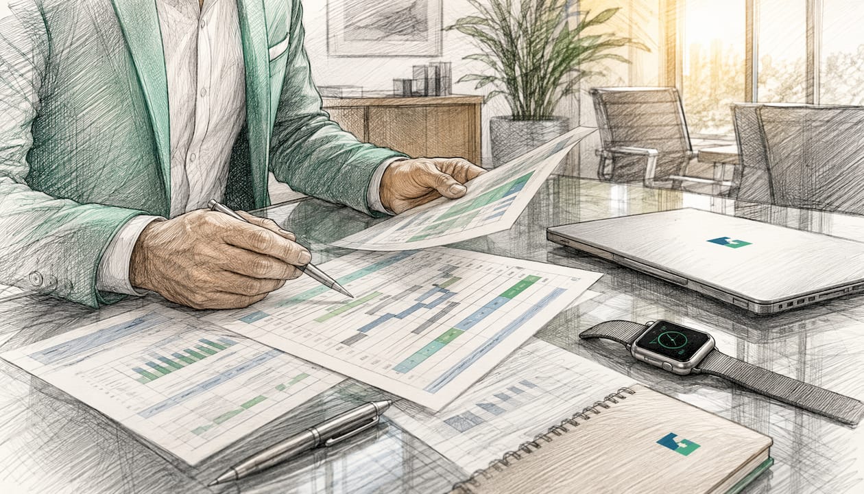 Close-up of hands planning carrier logistics on documents