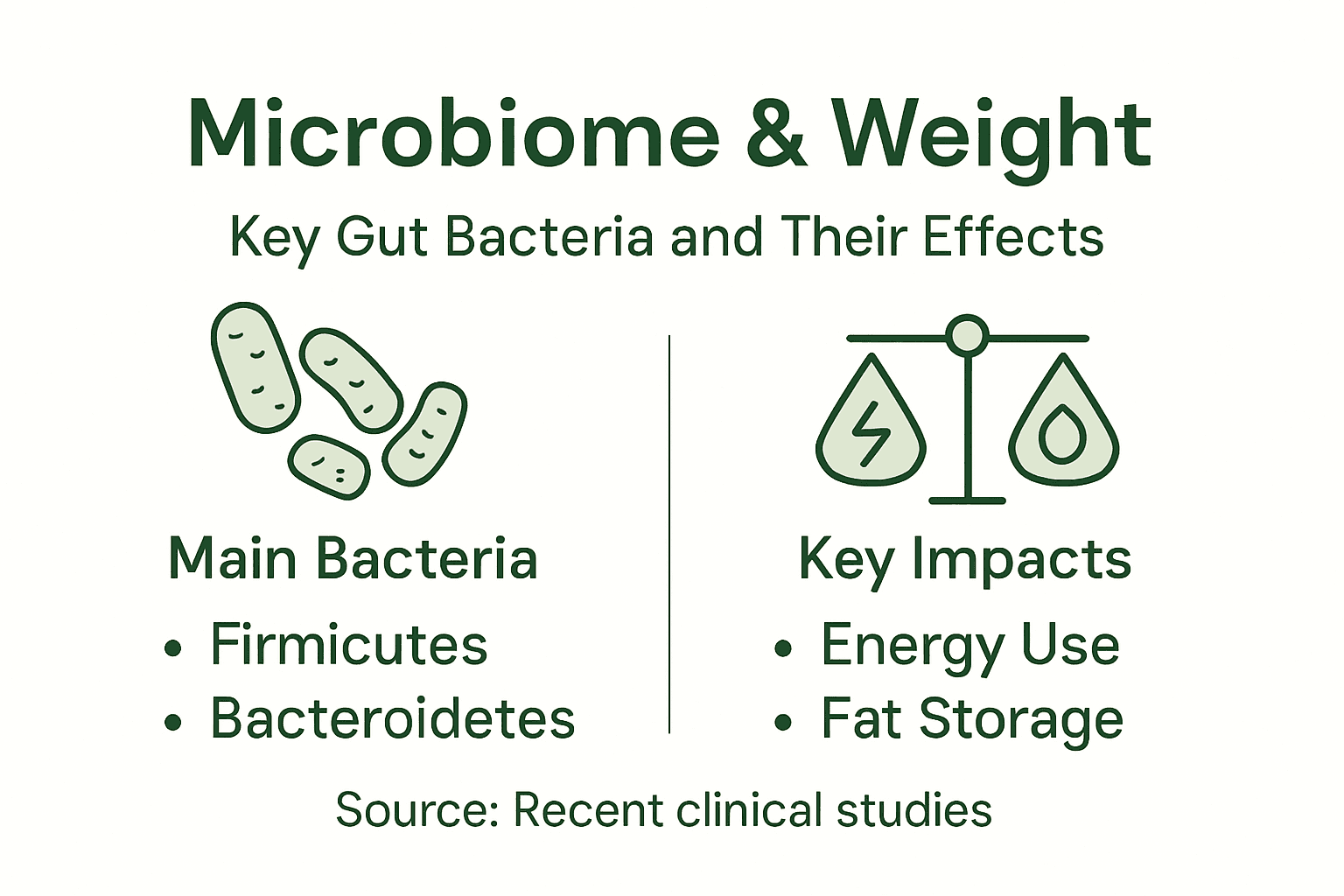 Infographic linking gut bacteria and weight regulation
