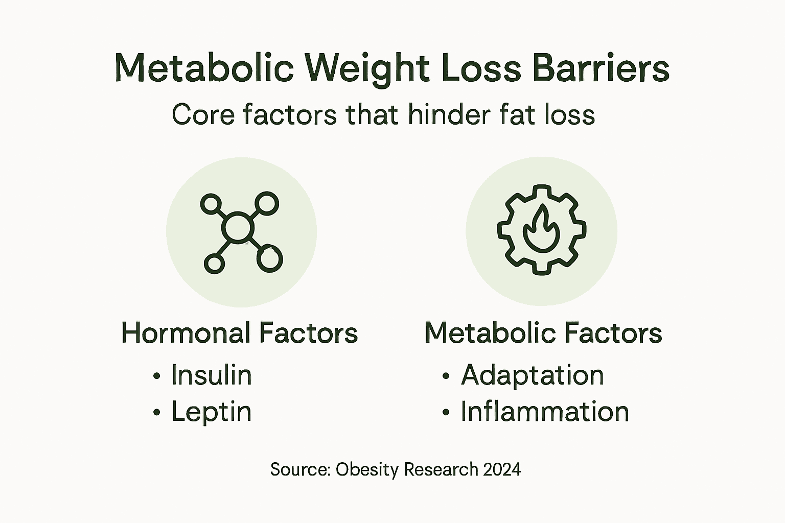 Infographic showing metabolic barriers to weight loss