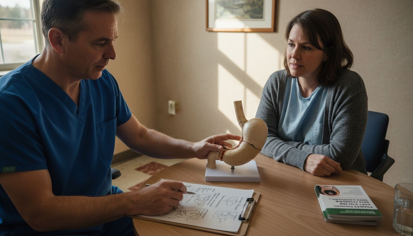 Surgeon explains bariatric procedure to patient