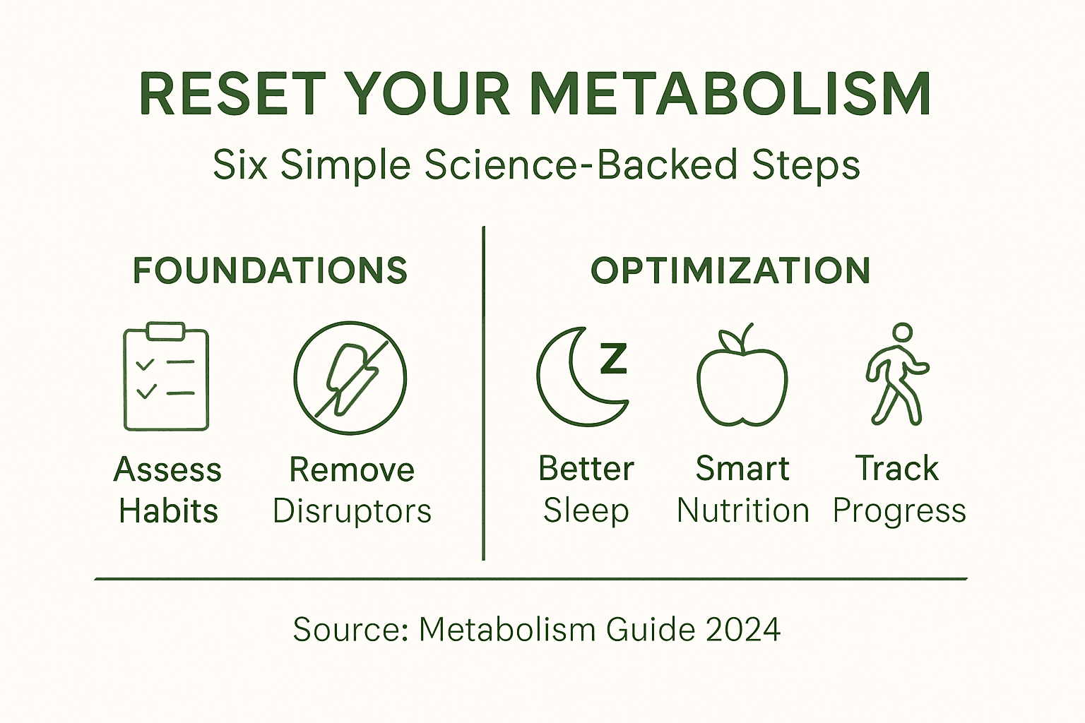 Infographic of six metabolism reset steps