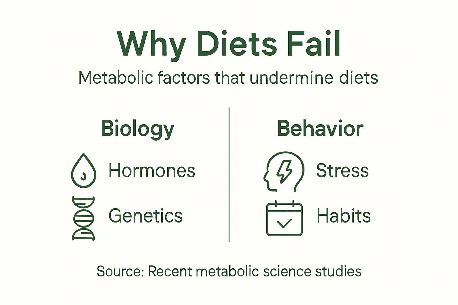 Infographic about biology and behavior in dieting