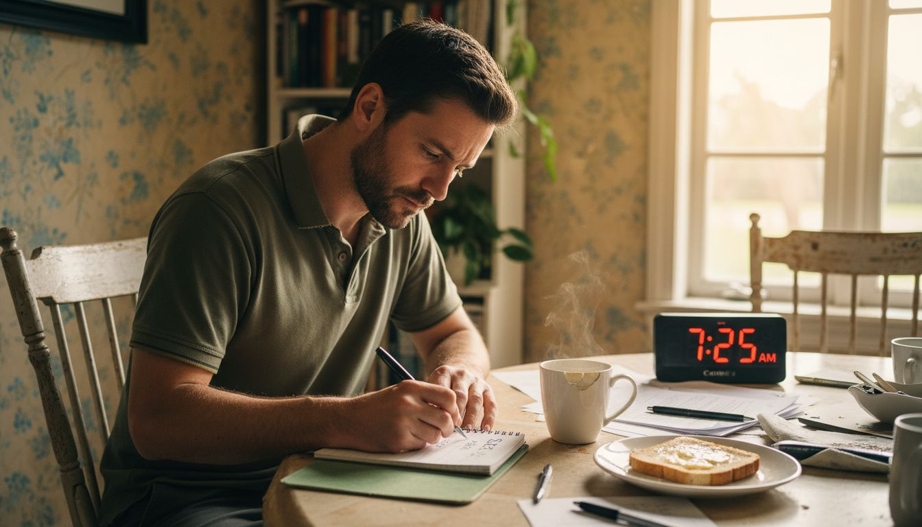 Man journaling habits for health monitoring
