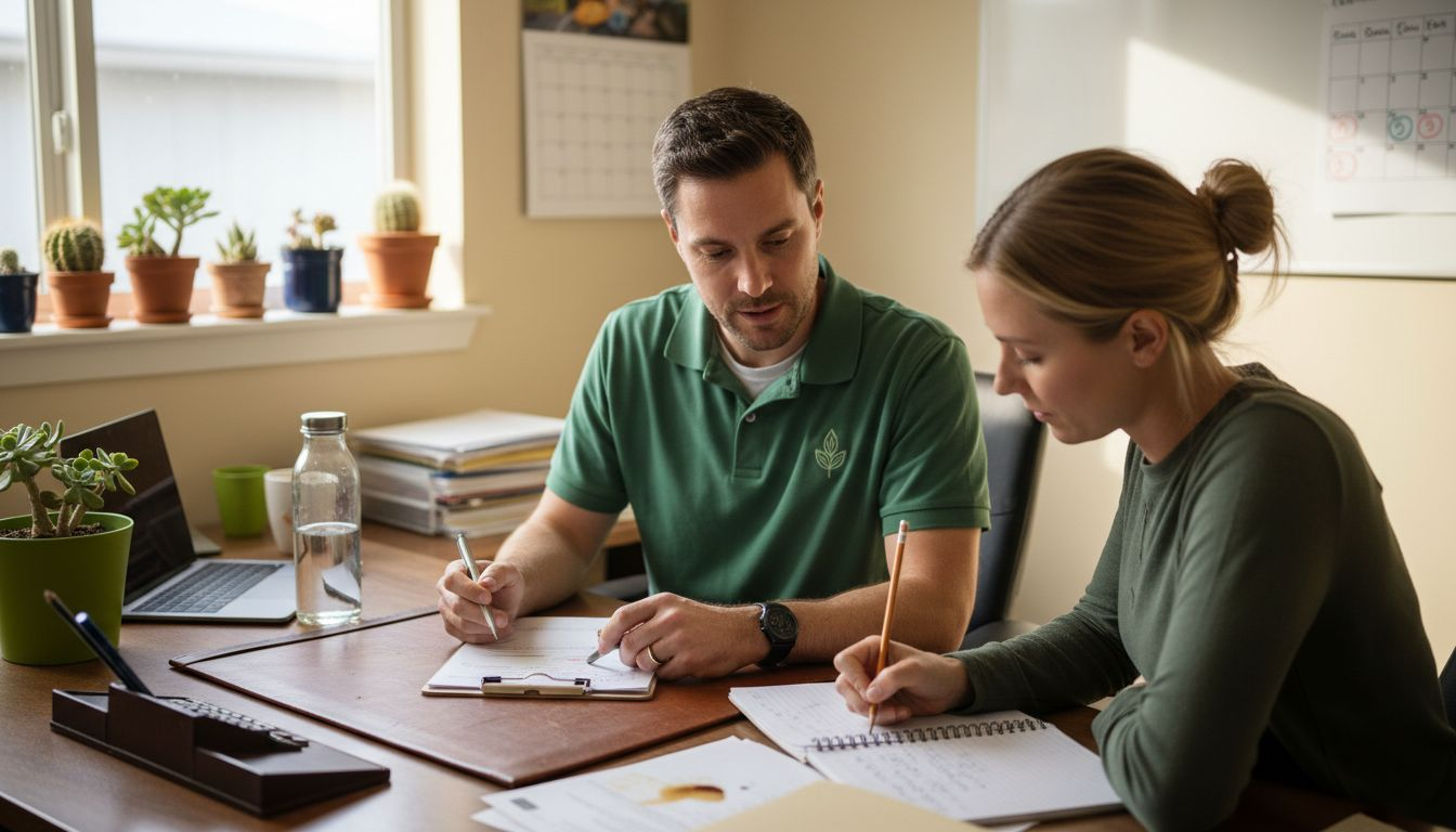 Nutritionist reviewing personalized weight plan