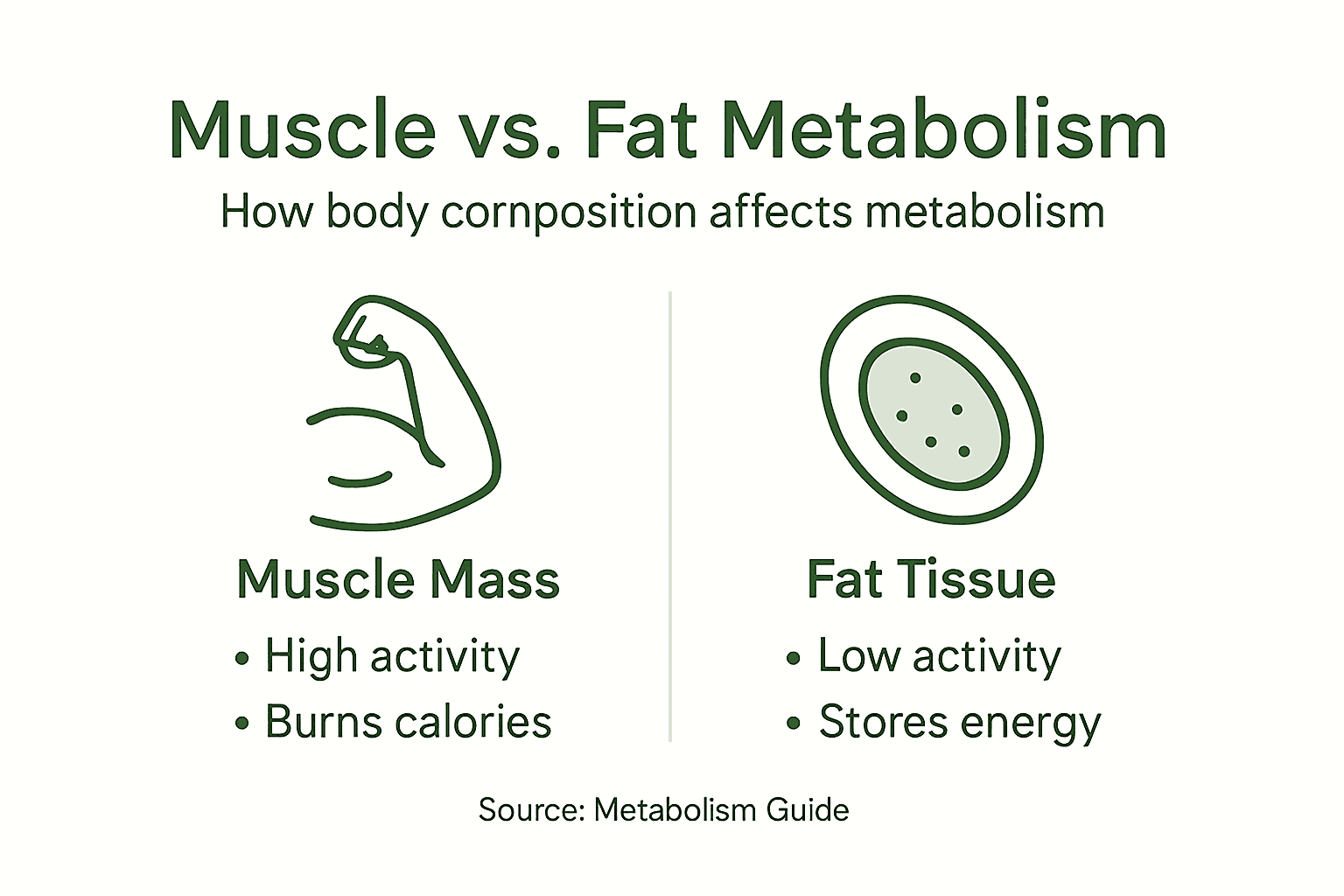 Metabolism infographic muscle versus fat tissue