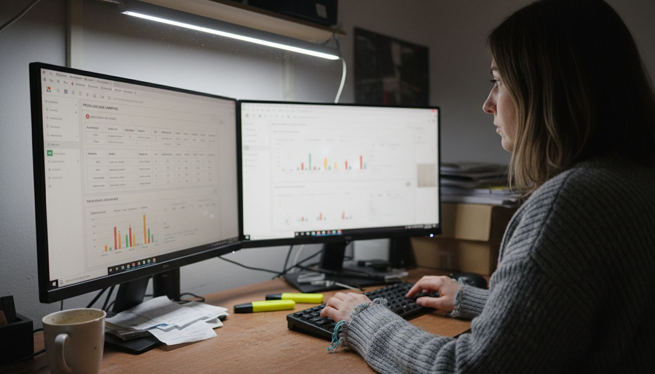 Žena si prezerá analytické prehľady svojich PPC kampaní.