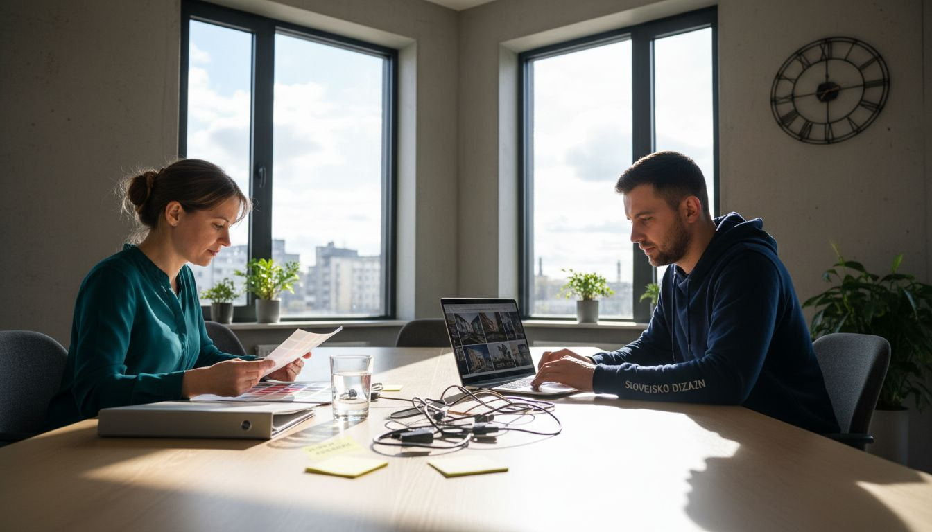 Tím pracuje na tvorbe stratégie značky v slnečnej a útulnej kancelárii.