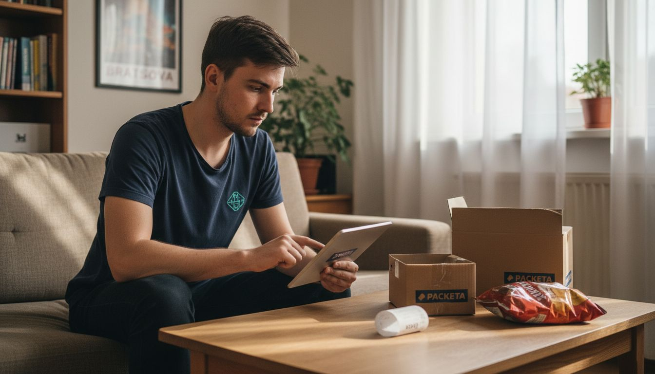 Muž práve dokončuje nákup cez internet na svojom tablete.