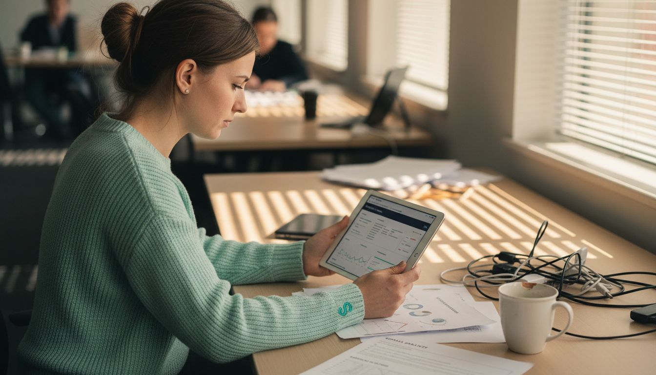 Digitálny marketér si prezerá štatistiky v analytickom nástroji.