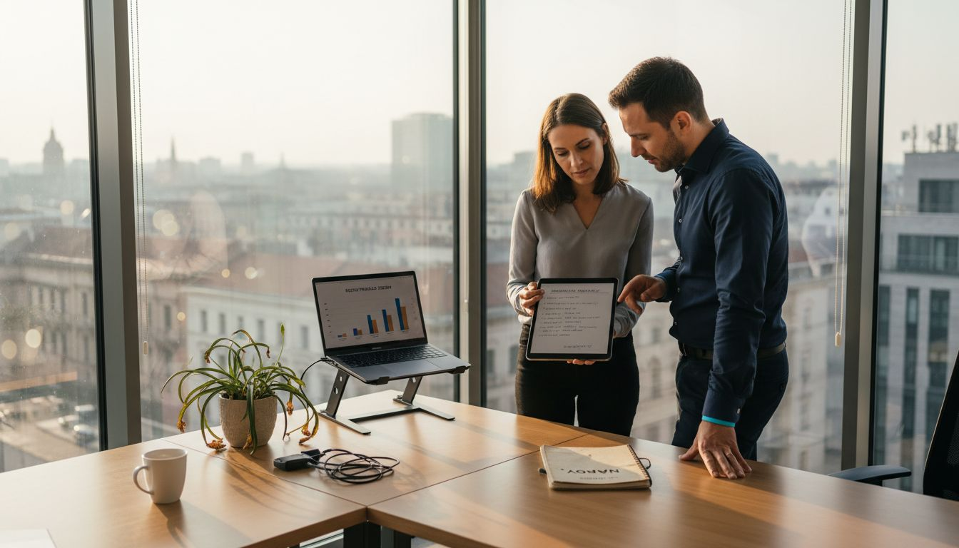 Tím v rohovom kancelárskom priestore rieši, ako posunúť digitálnu stratégiu firmy.