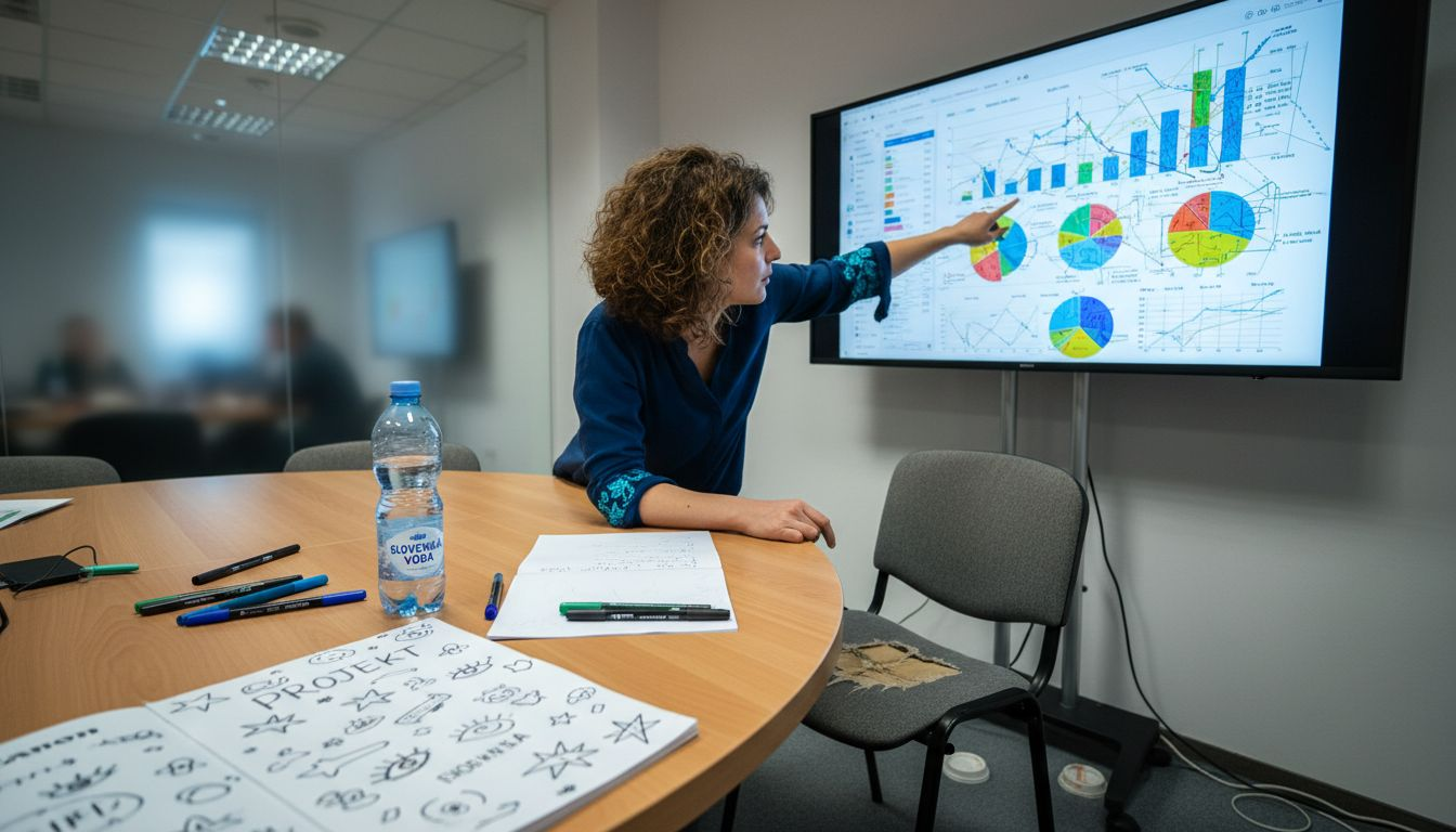 Tím preberá možnosti marketingovej stratégie pri spoločnom stole.