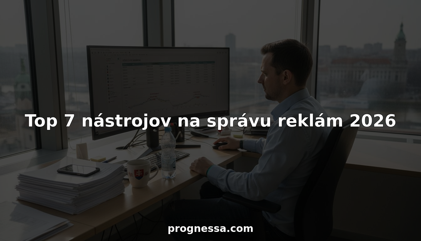 Marketingový manažér si v kancelárii prechádza možnosti reklamných nástrojov.